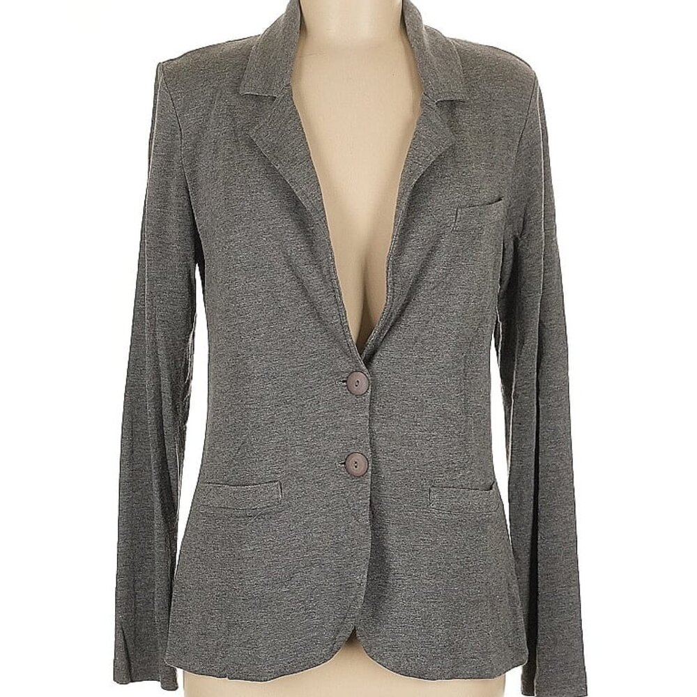 Tart Grey Heather Jersey Blazer with Shoulder Pads